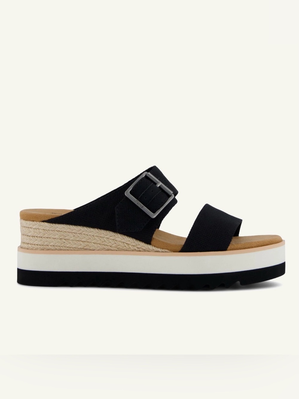 TOMS Women's Diana Mule Buckle sandals in black NWOB 9